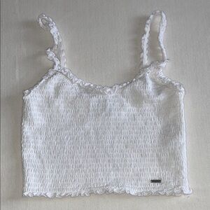 Cropped White Ruffled Women's Top